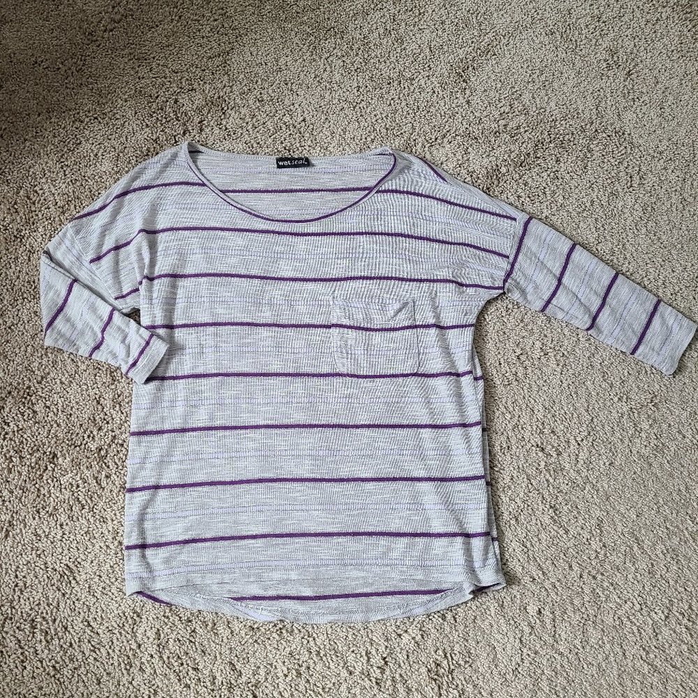 Metallic Striped Drop Shoulder Top